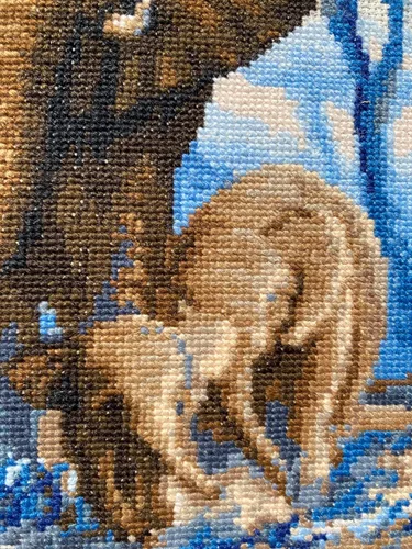 Miniatura 8 de RIOLIS 1144 - Elefantes en la Sabana - Kit de Punto de Cruz Contado 15¾" x 11¾" Zweigart 14 qt Lino AIDA 20