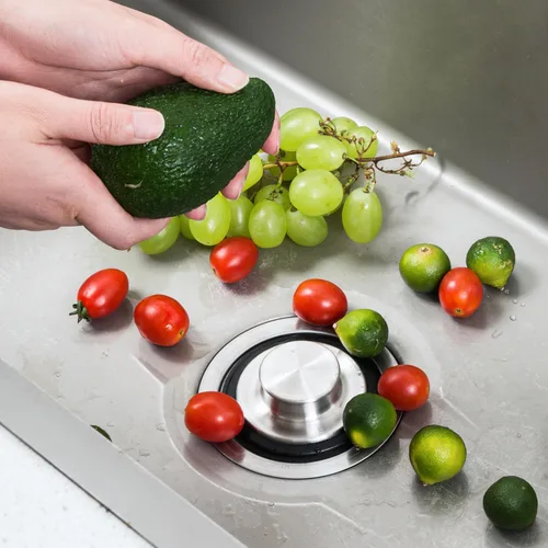 Miniatura 8 de CORNERJOY Colador de cesta de fregadero de cocina de acero inoxidable resistente con borde de 4.5 pulgadas de diámetro y tapón de fregadero