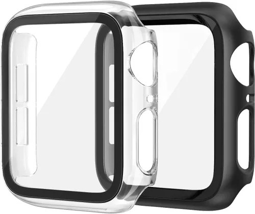 EDIMENS Paquete de 2 fundas rígidas de policarbonato compatibles con Apple Watch Series 6, SE, 5/4 de 1.575 pulgadas, para mujeres y hombres, funda