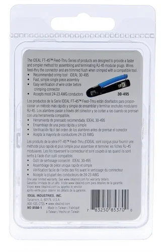 Miniatura 9 de Ideal Electrical 85-375 8P8C - Enchufe modular de una sola pieza, conector RJ-45 de diseño de alimentación para cables CAT6, par trenzado de 250