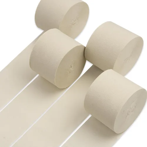 PartyWoo Serpentinas de papel crepé blanco 4 piezas 328 pies Paquete de serpentinas de papel crepé color arena blanco para decoración de cumpleaños,