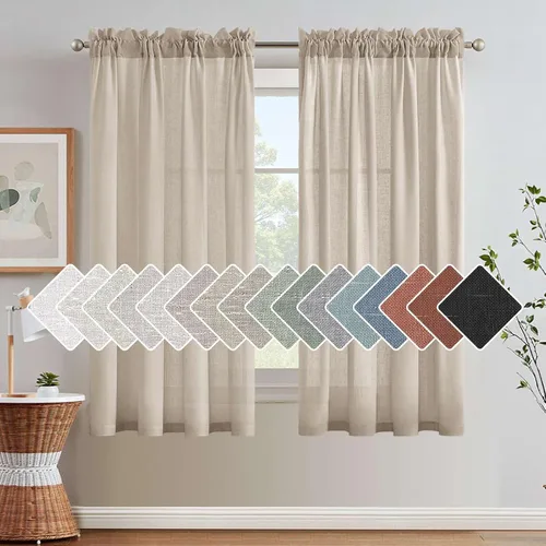 Miniatura 61 de H.VERSAILTEX Cortinas de Lino con Textura Filtradoras de Luz para Tratamiento de Ventanas de Sala de Estar, Cortinas Naturales Duraderas