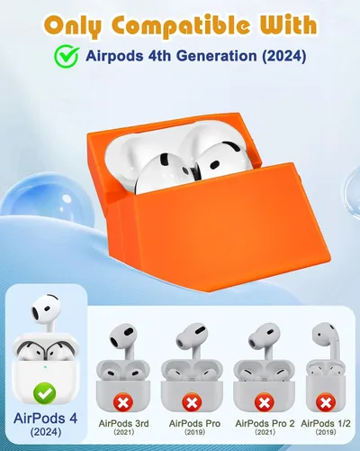 Miniatura 2 de Boaretiu - Funda para Airpods de 4ª generación, con llavero para AirPods de 4ª generación (2024), bolsa de vaca linda Kawaii divertida 3D