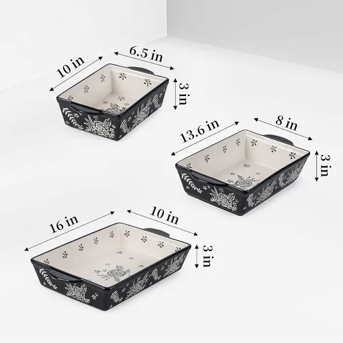 Miniatura 7 de Platos de cazuela para horno, plato de cerámica, cacerola de lasaña, platos para hornear para horno, juego de platos para hornear