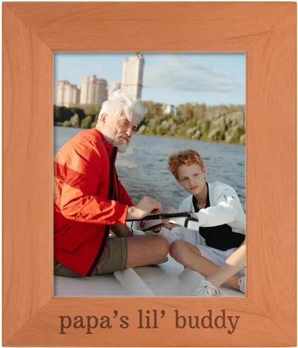 Miniatura 11 de Personalized Gifts Grandpa Gift Grandpa's Lil' Buddy Grandson - Marco de fotos de madera natural grabado de 4 x 6 pulgadas, diseño de paisaje