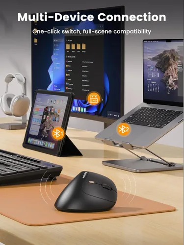 Miniatura 6 de SABLUTE MAM3 - Ratón ergonómico, mouse Bluetooth para manos pequeñas/medianas, conectividad de doble dispositivo para computadora/portátil, mouse