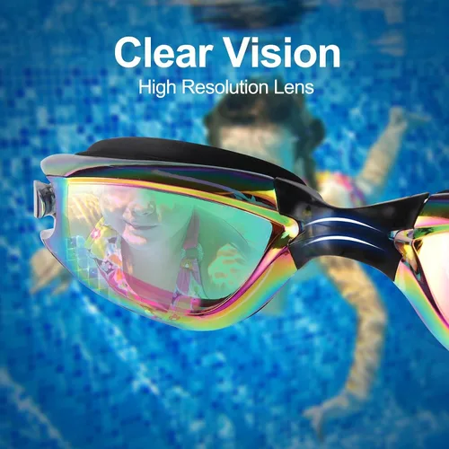 Miniatura 2 de Gafas de natación para niños, paquete de 2 gafas de natación antivaho a prueba de fugas, gafas de natación para niños de 3 a 14 años de edad Negro