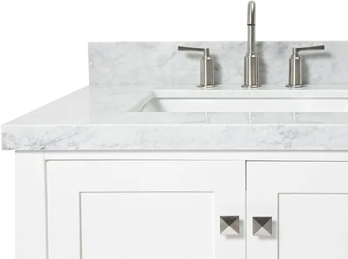 Miniatura 12 de ARIEL Cambridge - Mueble de baño con lavabo de 42 pulgadas, madera maciza, encimera de mármol italiano de Carrara de 1.5 pulgadas, fregadero Blanco