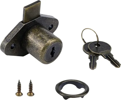 Miniatura 12 de Cerradura de gabinete con llave, caja de herramientas color negro antiguo, cerraduras de cajón de repuesto para archivadores, aparador, paquete de 1