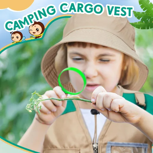 Miniatura 5 de Ramede Kids Safari Explorer Vest and Hat Explorer Costume for Fishing Adventure Camping Boy Girls Cosplay