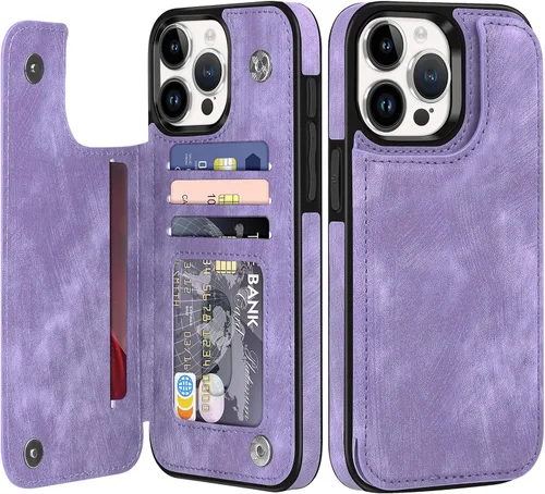 Miniatura 10 de Bizzib para iPhone 16 Plus funda tipo billetera con soporte para tarjetas, funda protectora a prueba de caídas y golpes de poliuretano premium