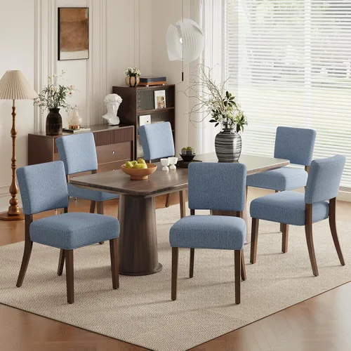 Miniatura 8 de COLAMY Juego de 2 sillas tapizadas para comedor, sillas de cocina de tela con asiento y respaldo acolchados, patas de madera maciza, sillas modernas