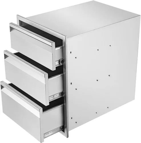Miniatura 5 de Cajón de Cocina Exterior de 14 pulgadas de Ancho de Acero Inoxidable BBQ Cajón Triple Montaje Empotrado para Isla de Cocina Exterior