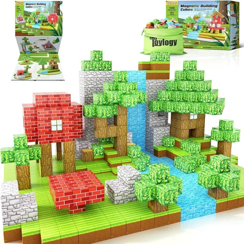 Miniatura 12 de Bloques Magnéticos - Construye Mi Mundo Magnético Edición Espada, Espada de Mina, Cavernas, Bloques de Construcción Magnéticos, Juguetes de Espada