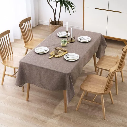 Miniatura 5 de STP GOODS Mantel rectangular de lino sintético, resistente al agua, para comedor, otoño, mantel plegable para mesa de comedor (verde, 59.1 x 59.1 in)