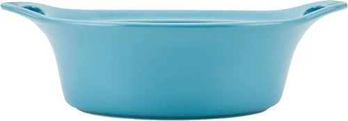 Miniatura 10 de Rachael Ray Solid Glaze Ceramics - Juego de utensilios para hornear/panadería con tapa compartida, 3 piezas, azul agave