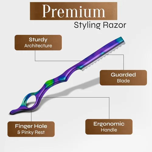 Miniatura 6 de Facón - Navajas para cortar el cabello - Juego profesional de navajas para peinado con 11 cuchillas de repuesto, herramienta de corte de cabello