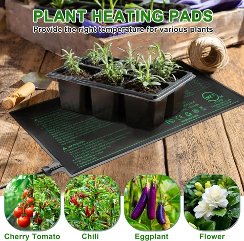 Miniatura 7 de Tapete térmico de plántulas con controlador de temperatura integrado (paquete de 2), almohadilla térmica de plantas de 10 x 20.75 pulgadas