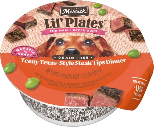 Miniatura 12 de Merrick Lil' Plates - Alimento húmedo sin cereales para perros pequeños, receta Petite Pot Pie, 12 envases de 3.5 onzas
