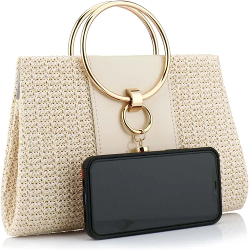 Miniatura 2 de Bolso de paja para mujer, bolso de mano cruzado de noche, bolso de mano para playa