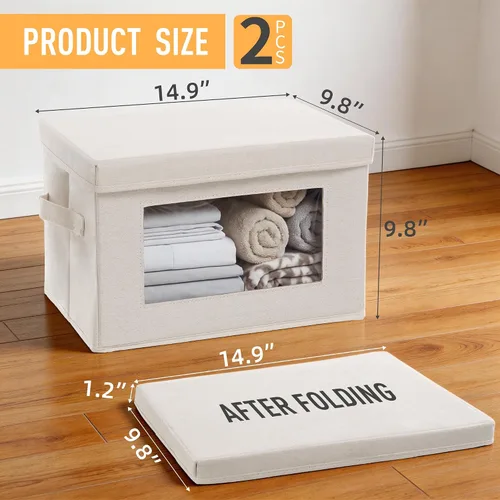 Miniatura 3 de Contenedores de almacenamiento plegables de tela con asas de cable suaves