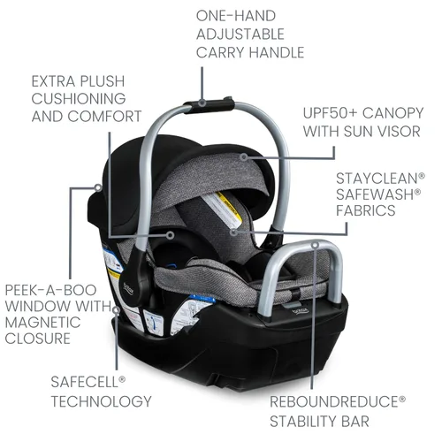 Miniatura 3 de Britax Willow SC - Asiento infantil para automóvil, asiento de automóvil orientado hacia atrás con base alpina, tecnología ClickTight, sistema