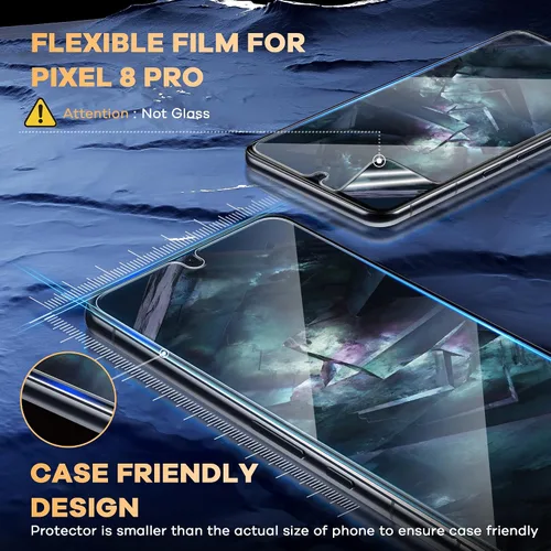 Miniatura 4 de FANGTIAN - Protector de pantalla para Google Pixel 8 Pro (no de vidrio), protector de pantalla para Pixel 8 Pro [compatible con huellas dactilares]