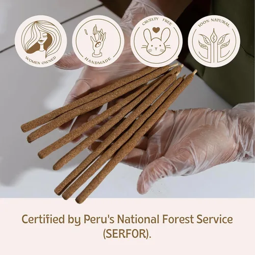 Miniatura 5 de Luna Sundara Palitos de incienso de Palo Santo, enrollados a mano en Perú, madera de Palo Santo 100% natural, incienso de larga combustión, 6
