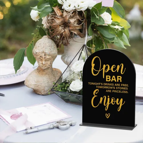 Miniatura 3 de Letrero acrílico de boda, decoración de despedida de soltera, letrero de barra abierta para ceremonia, letreros de mesa de fuente moderna, letreros