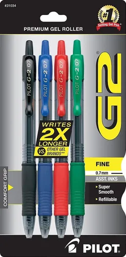 Miniatura 3 de Pilot G2 - Bolígrafos de gel premium con punta gruesa, bolígrafos de tinta gel, 1 mm, paquete de 4, colores clásicos surtidos - Ideal para escritura