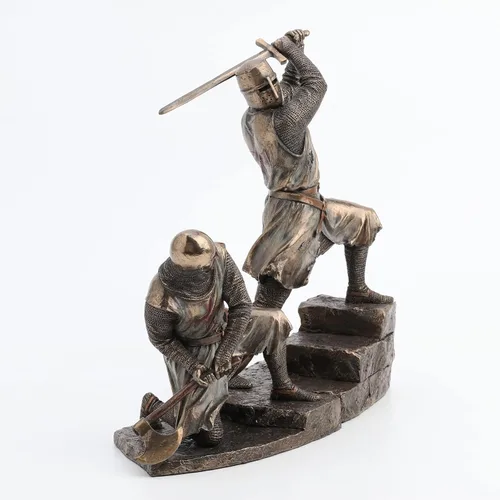 Miniatura 5 de Veronese Design Battling Templar Knights - Estatua de resina fundida en frío con acabado en bronce