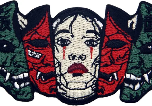 Miniatura 2 de Hannya Oni - Máscara bordada con apliques bordados, emblema para coser