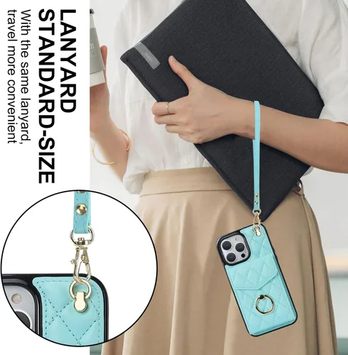 Miniatura 7 de Asuwish Funda de teléfono para iPhone 13 Pro de 6.1 pulgadas, funda tipo cartera con protector de pantalla de vidrio templado y anillo cruzado