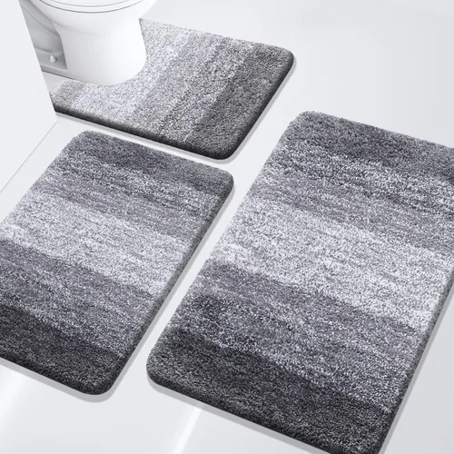 Miniatura 62 de Arotive - Juego de alfombras de baño de 3 piezas, alfombras de baño extra suaves y absorbentes, alfombrillas de baño lavables a máquina y que se