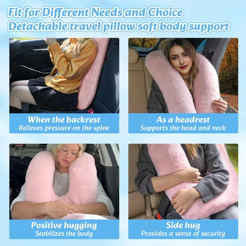Miniatura 4 de Almohada de viaje, almohada de automóvil para niños y adultos, almohadas de viaje ergonómicas para ayudar a dormir para soporte de cuello y cuerpo