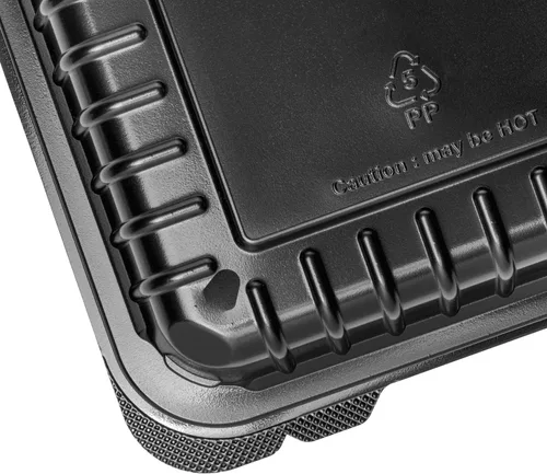Miniatura 6 de Karat Contenedor con bisagras PP negro de 8 x 8 pulgadas, 1 compartimiento - 250 ct