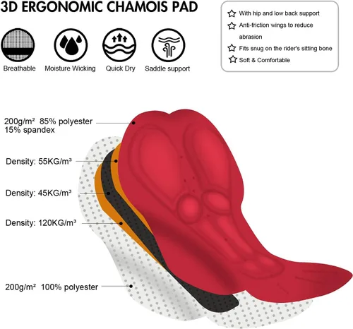 Miniatura 4 de qualidyne Pantalones con pechera de ciclismo para hombre, con acolchado 3D, térmicos, para clima frío, mallas largas para ciclismo