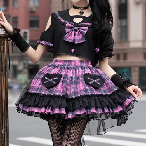 Miniatura 3 de ZZEQYG Sweet Cool - Falda de dos piezas con diseño de rock punk