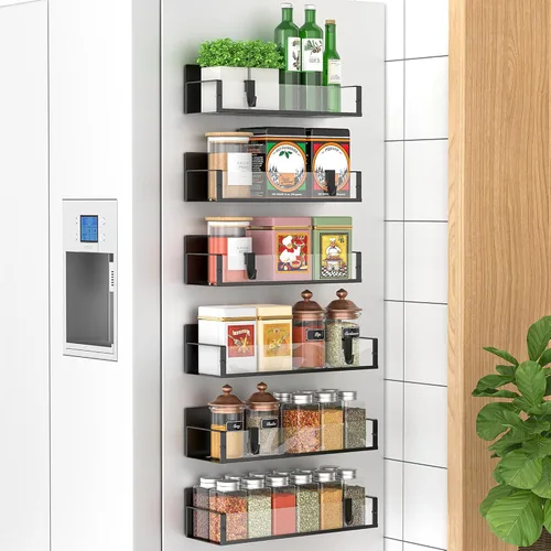 Miniatura 36 de HuggieGems Paquete de 4 Organizadores Magnéticos de Almacenamiento de Especias para Refrigerador y Horno, Organizadores y Almacenamiento Gris