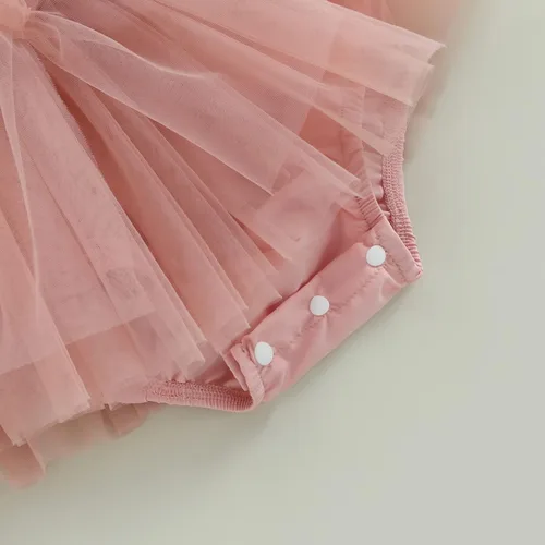 Miniatura 83 de Sasaerucure Traje de verano para bebé niña, sin mangas, mameluco de encaje tutú, mameluco de una pieza con volantes