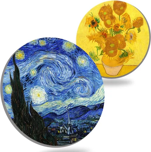 Posavasos para bebidas Arte de Van Gogh Posavasos de cerámica - Utilice 2 famosas pinturas de Van Gogh, regalos únicos para casa nueva Decoración