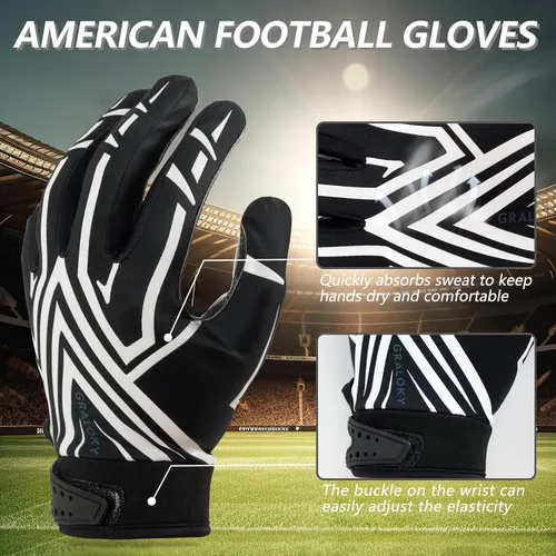 Miniatura 2 de Guantes de fútbol Graloky para hombres, mujeres y niños, guantes de fútbol juvenil, guantes de palma ultra adhesiva de silicona con agarre pegajoso
