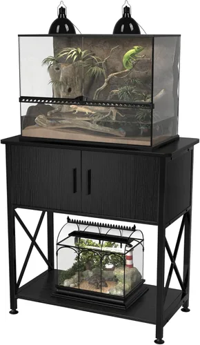 Miniatura 6 de Soporte para pecera de 20 galones, soporte de metal para acuario de 20 galones con almacenamiento de gabinete, mesa de 28.7 pulgadas de largo x 16.5