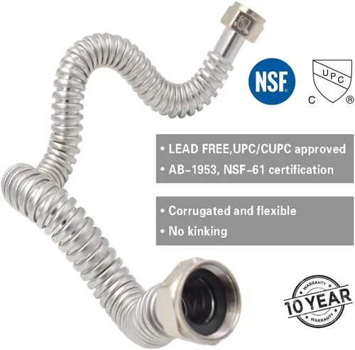 Miniatura 3 de TT FLEX Conector de calentador de agua corrugado de acero inoxidable flexible para suavizador de calentador de agua, 3/4 pulgadas FIP x 3/4 pulgadas