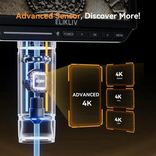Miniatura 3 de Microscopio digital 4K, Elikliv EM4K - Microscopios de monedas de 8 pulgadas 2000x, microscopios HDMI de 52 MP, microscopio de soldadura