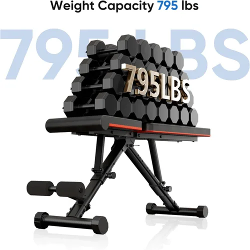 Miniatura 4 de Banco de pesas ajustable para gimnasio en casa, equipo de entrenamiento plegable para entrenamiento de fuerza de cuerpo completo, banco de Negro