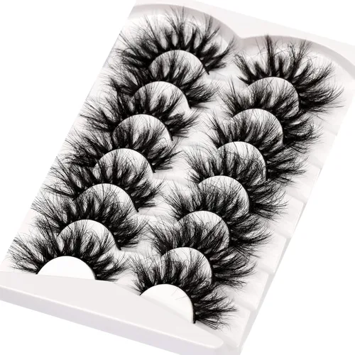 Miniatura 306 de Pooplunch - Pestañas postizas finas de visón sintético, estilo ojo de gato, naturales, cruzadas, tipo racimo, efecto 8D de volumen, tiras