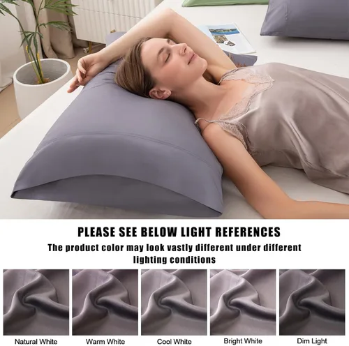 Miniatura 7 de Fundas de almohada de tamaño estándar, paquete de 2 fundas de almohada de viscosa refrescante de bambú con cierre de sobre, funda de almohada fresca