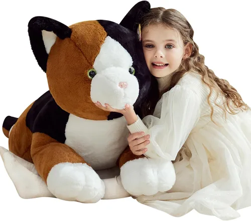 IKASA Juguete de peluche de gato calicó gigante, juguetes suaves grandes y grandes, 30 pulgadas, tamaño enorme, lindo peluche mullido de gran