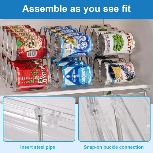 Miniatura 4 de cjc Organizador de latas para despensa, 3 juegos de 3 niveles organizador de latas para refrigerador, organizadores automáticos transparentes